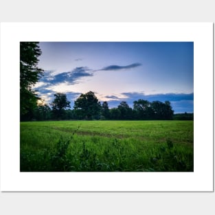 Farm Field at Sunrise V1 Posters and Art